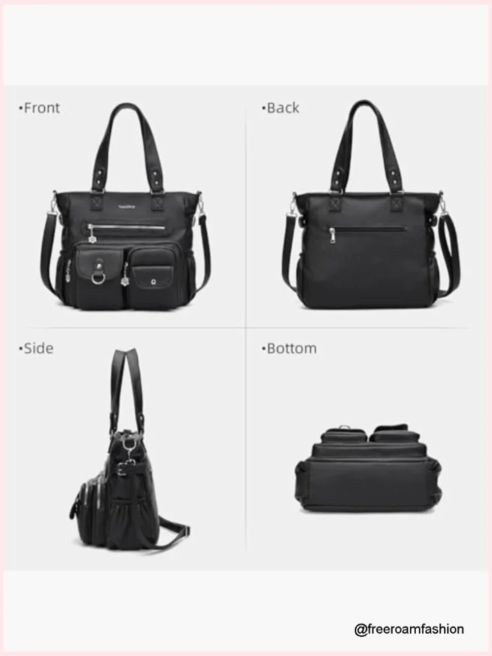 Large Crossbody Hobo Tote Bag with Adjustable Strap, Vegan Leather